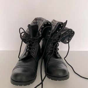 Plaid lined Combat Boots